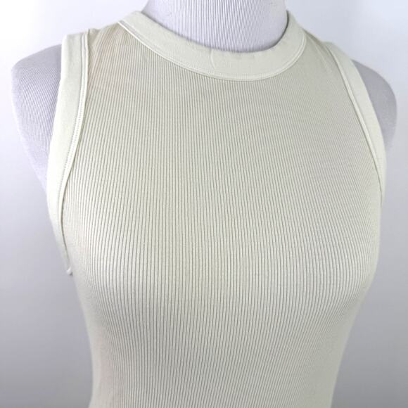 Skims Cotton RibTank Sleeveless Bodycon Bone Off White Dress Size Large NWT - Picture 2 of 6